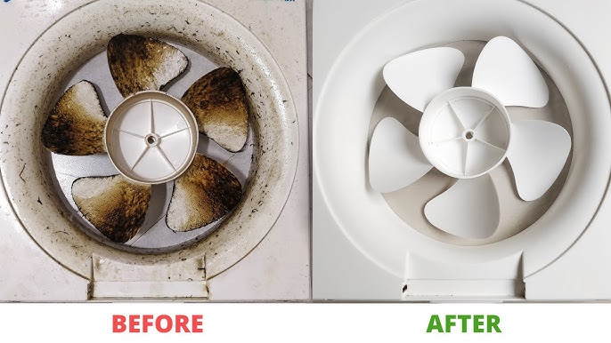 Close view of extraction fan cleaning