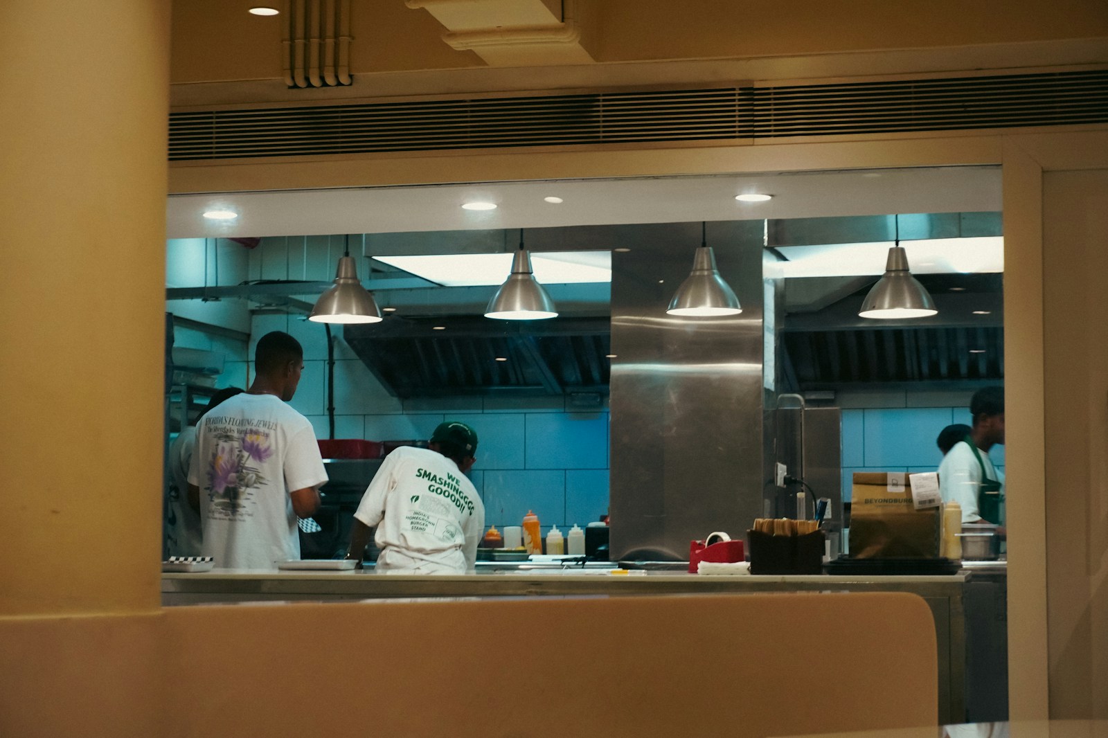 Commercial kitchen extraction system being prepared for professional cleaning